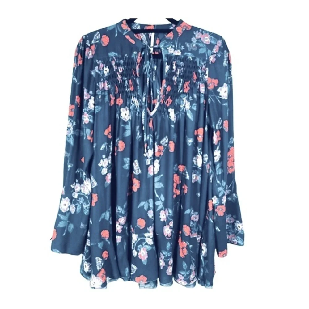 Free People Woman's Flowery Oversized Blouse Size S